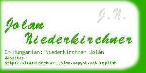 jolan niederkirchner business card